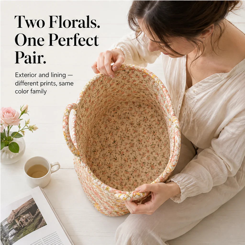 Meadowstow – Foldable Quilted Floral Storage Basket with Carry Handles + 50% OFF - Image 5