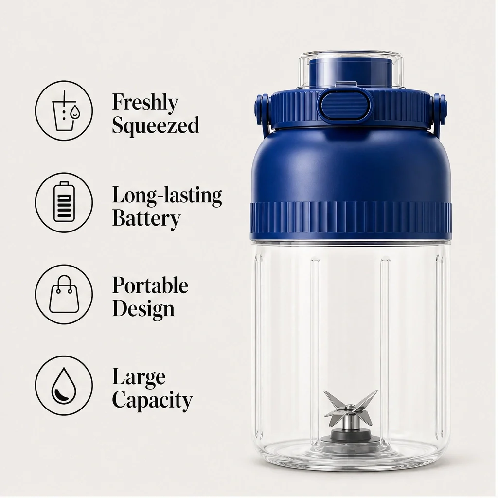 Pulsora – 800ml Portable Blender Cup, 10-Blade Power, USB Rechargeable + 50% OFF - Image 2
