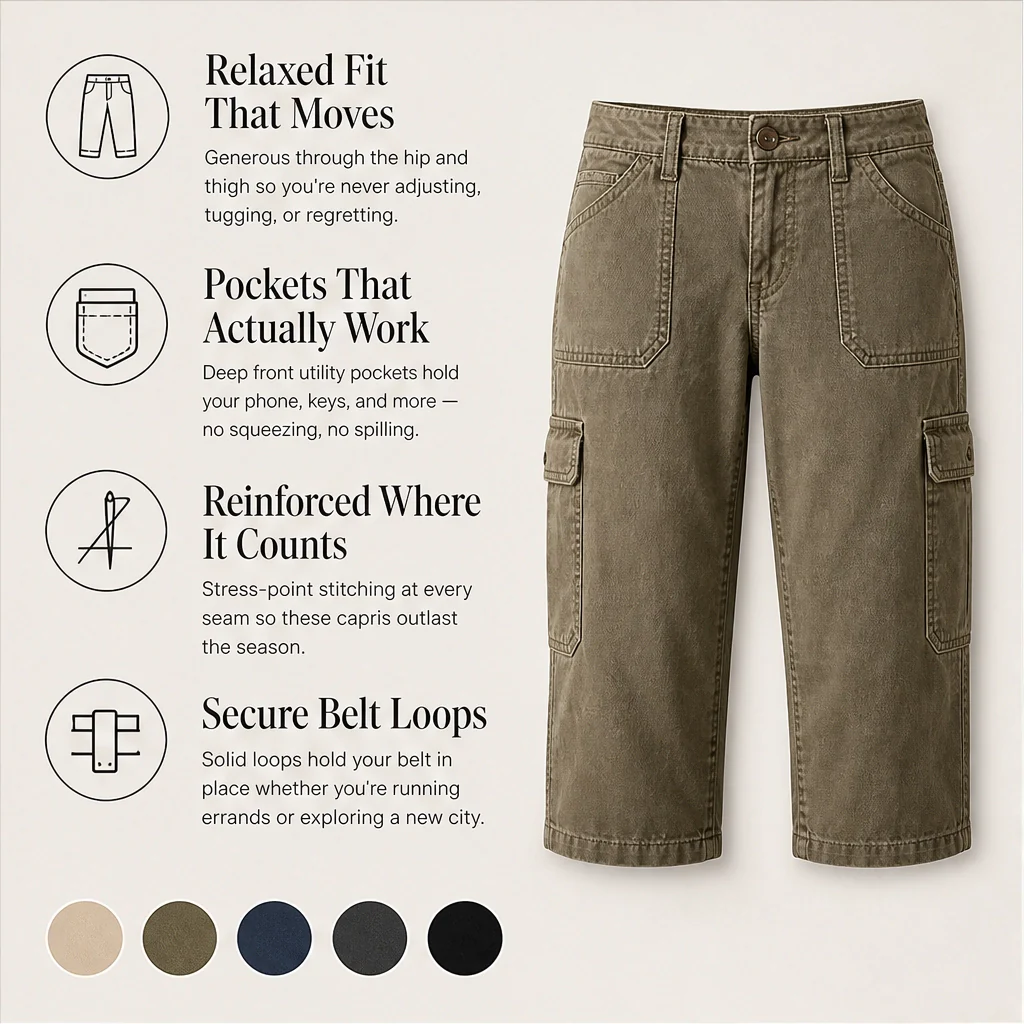 Wilo™ – Relaxed Casual Cargo Capris with Deep Utility Pockets & Breathable Fabric + 50% OFF - Image 7