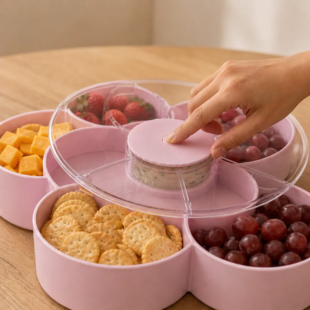 Gatherly™ – 5-Compartment Rotating Snack Serving Tray with Non-Slip Base + 50% OFF - Image 10