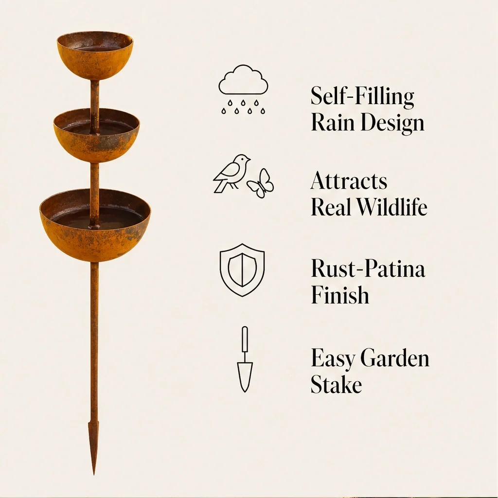 Wrenbrook – 3-Tier Rainwater Bird Bath & Wildlife Feeder Stake + 50% OFF - Image 2
