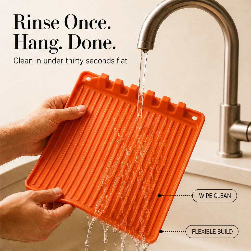 DripDock™ – Heat-Resistant Silicone Utensil Mat with Built-In Drip Tray + 50% OFF - Image 4