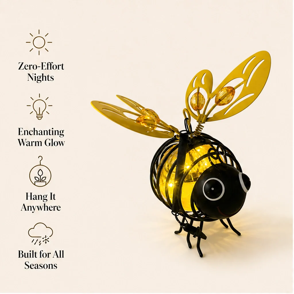 Honeyvale – Solar Hanging Bee Light Garden Ornament + 50% OFF - Image 2