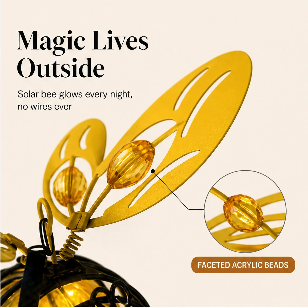 Honeyvale – Solar Hanging Bee Light Garden Ornament + 50% OFF - Image 4