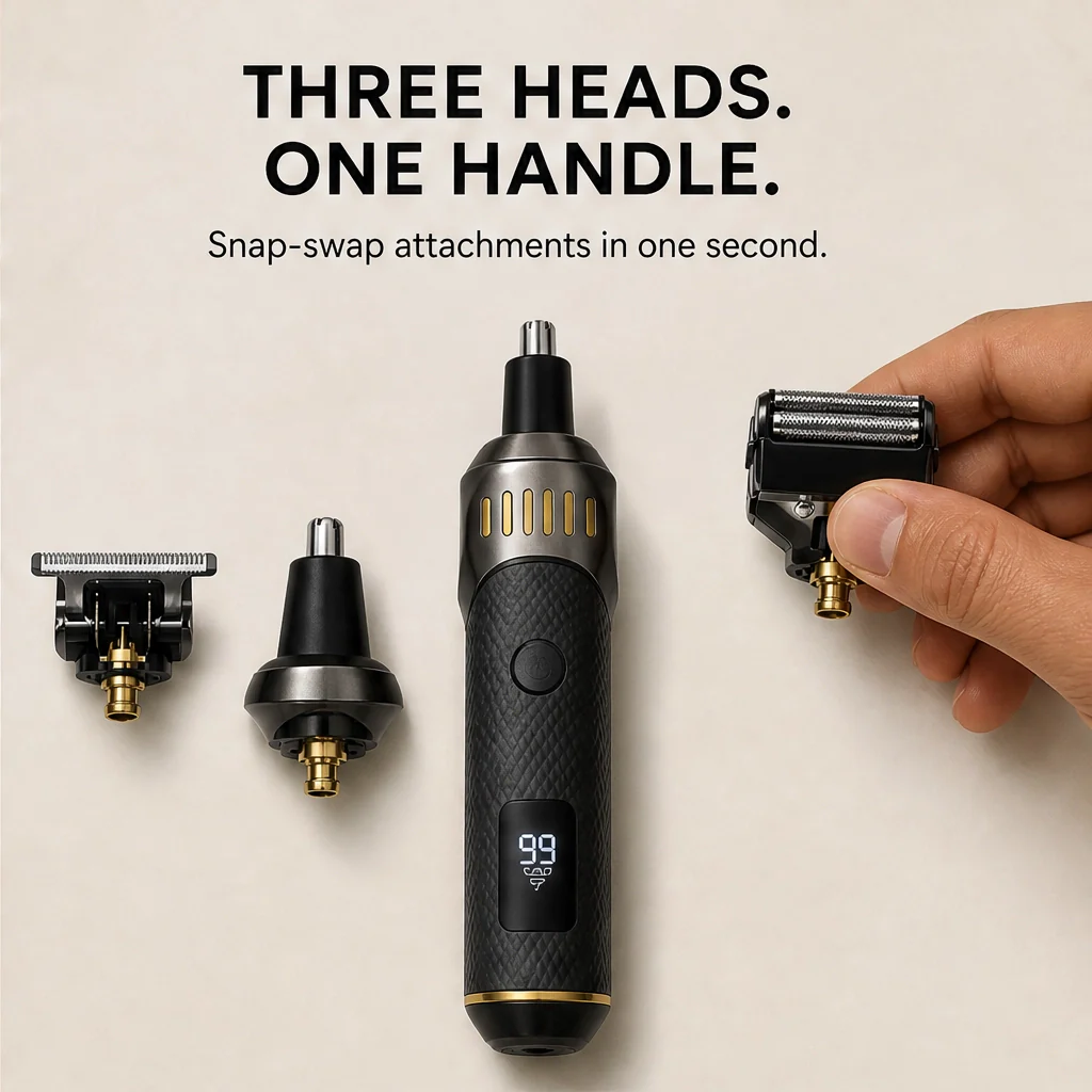 Edgecrest™ – 3-in-1 Beard, Shaver & Nose Trimmer Set with LED Battery Display + 50% OFF - Image 3