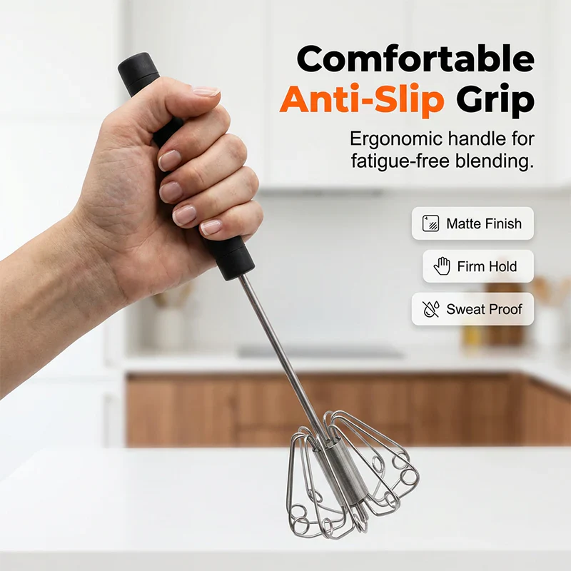 Frothwell – Push-Down Semi-Automatic Hand Egg Beater & Whisk + 50% OFF - Image 4