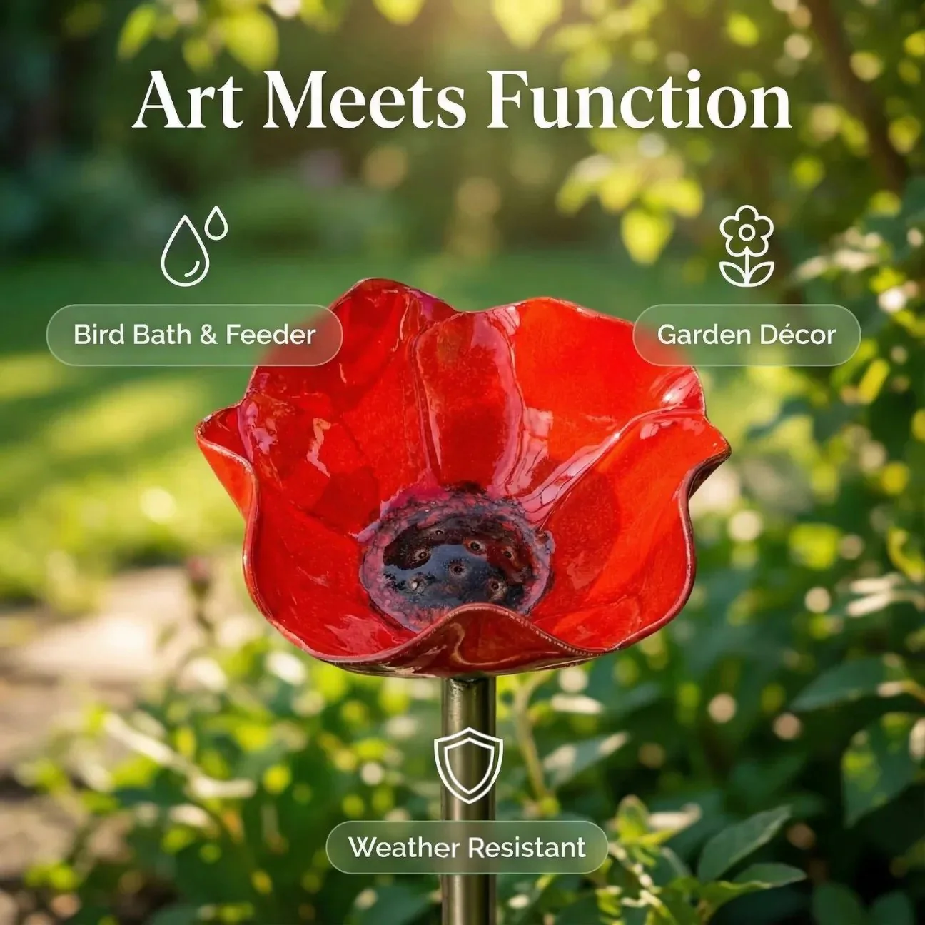 Bramblewell™ – Handmade Metal Flower Stake with Bird Bath & Pollinator Bowl + 50% OFF - Image 4