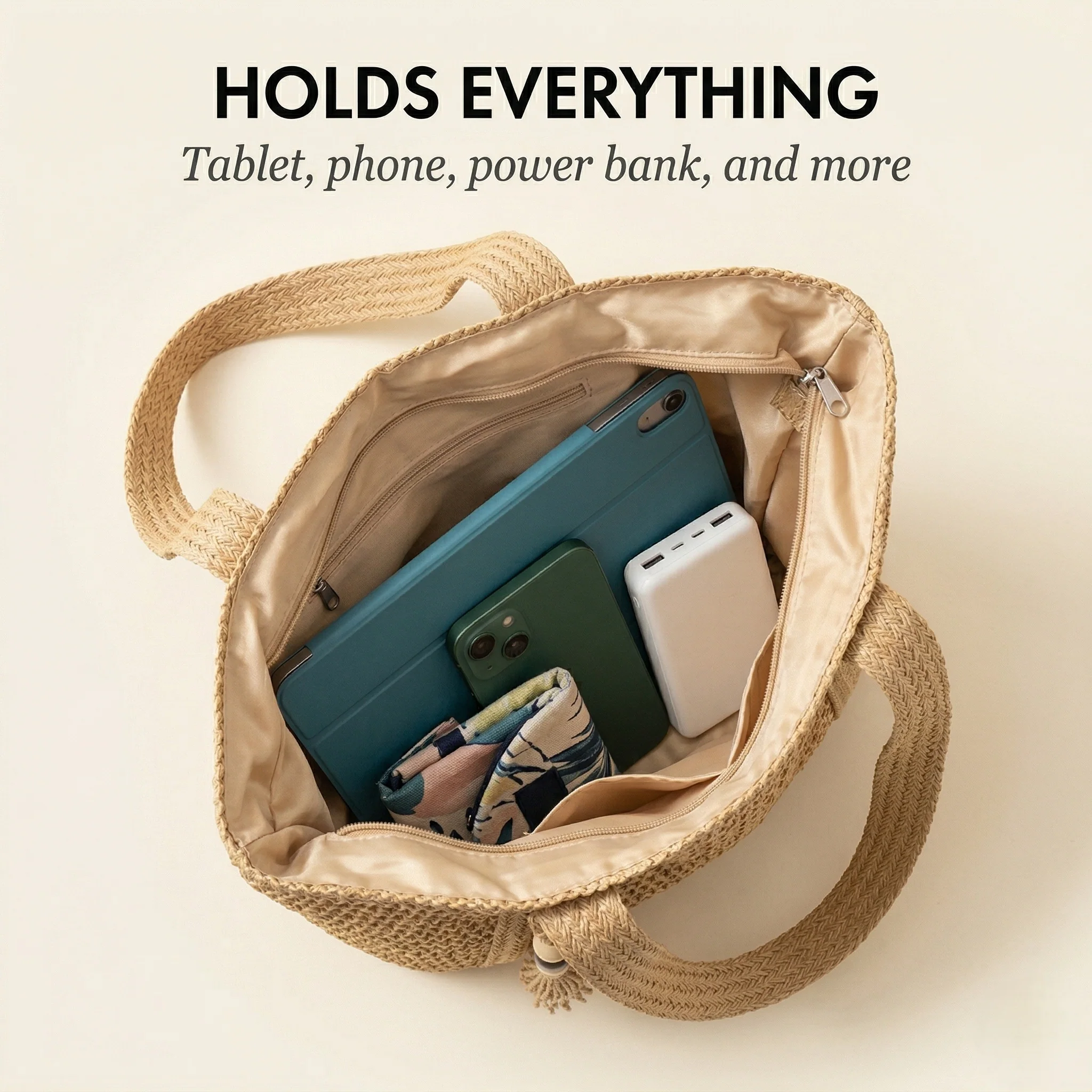 Tassara™ – Woven Straw Tote Bag with Zipper, Tassel & Boho Style + 50% OFF - Image 7