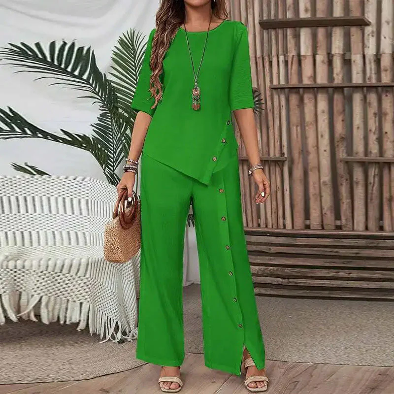 Drapelle™ – Asymmetric Drape Top & Wide-Leg Pants 2-Piece Set + 50% OFF - Image 12
