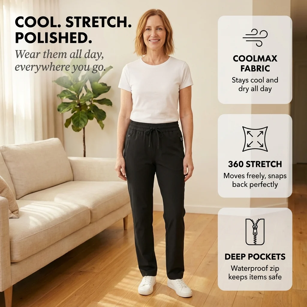 Stridewell™ – Ultra Soft Stretch Casual Pants for Women | Breathable Fabric | Elastic Waist | Zipper Pockets+ 50% OFF - Image 4