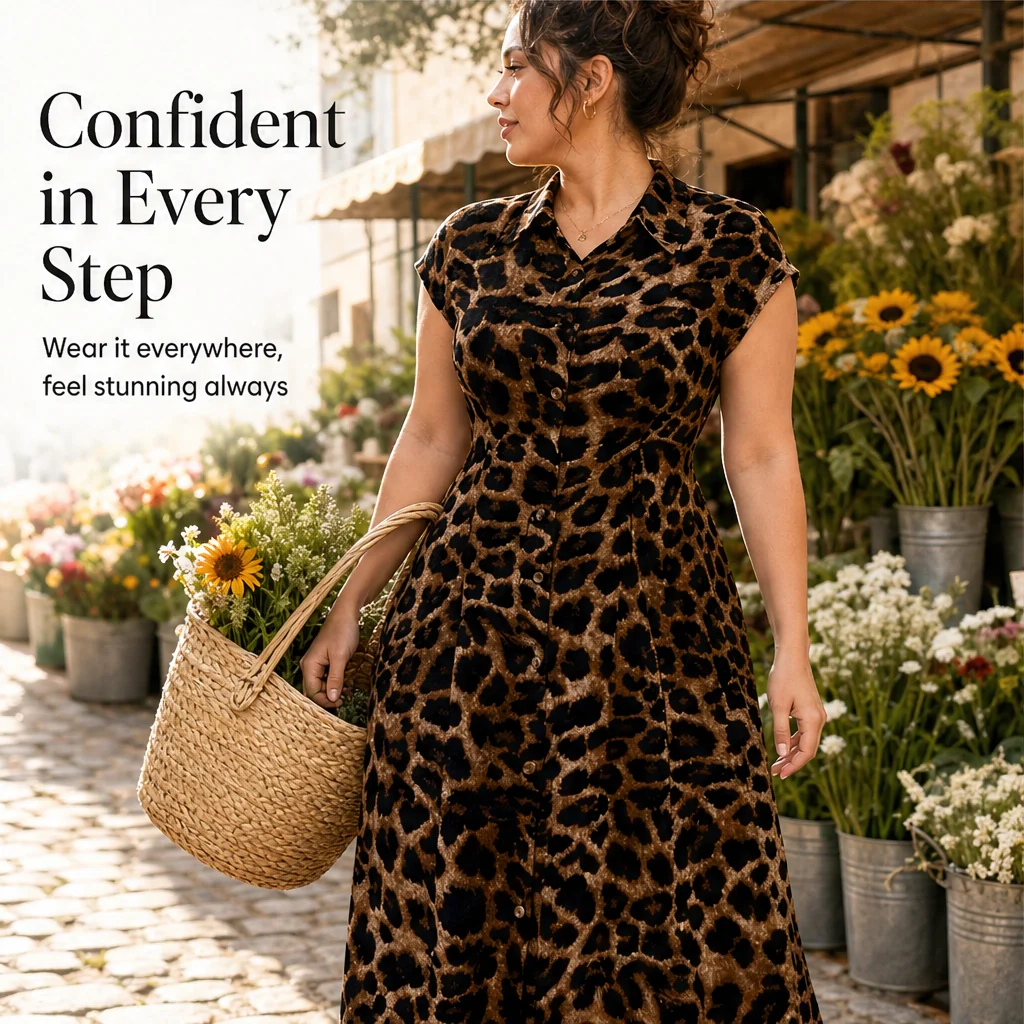 Velmara™ – Leopard Print Lapel Collar Belted Midi Dress + 50% OFF - Image 9