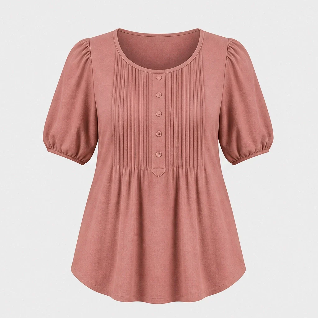 Sable™ – Pleated Front Puff Sleeve Soft Drape Top + 50% OFF - Image 15