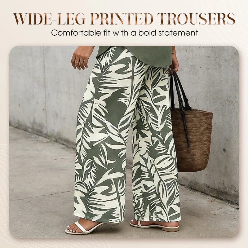 Vinella™ – Elegant V-Neck Top & Leaf-Print Wide-Leg Pants Set + 50% OFF - Image 5