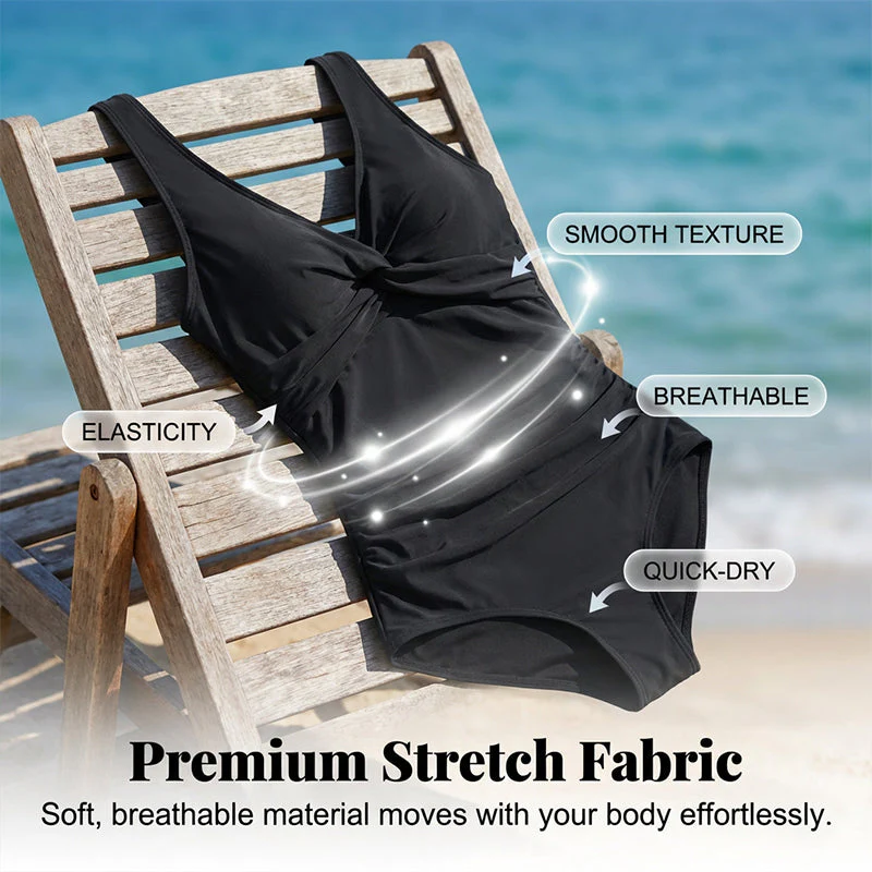Marésa™ – Tummy-Control One-Piece Swimsuit with Ruched Panel & V-Neck + 50% OFF - Image 5