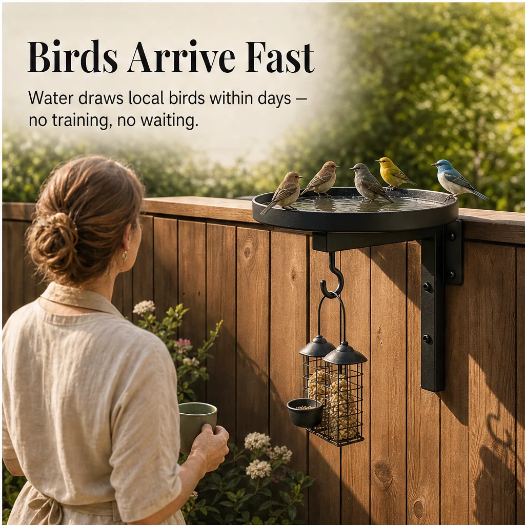 Perchwell – Dual-Function Wall-Mounted Iron Bird Bath with Hanging Hook + 50% OFF - Image 8