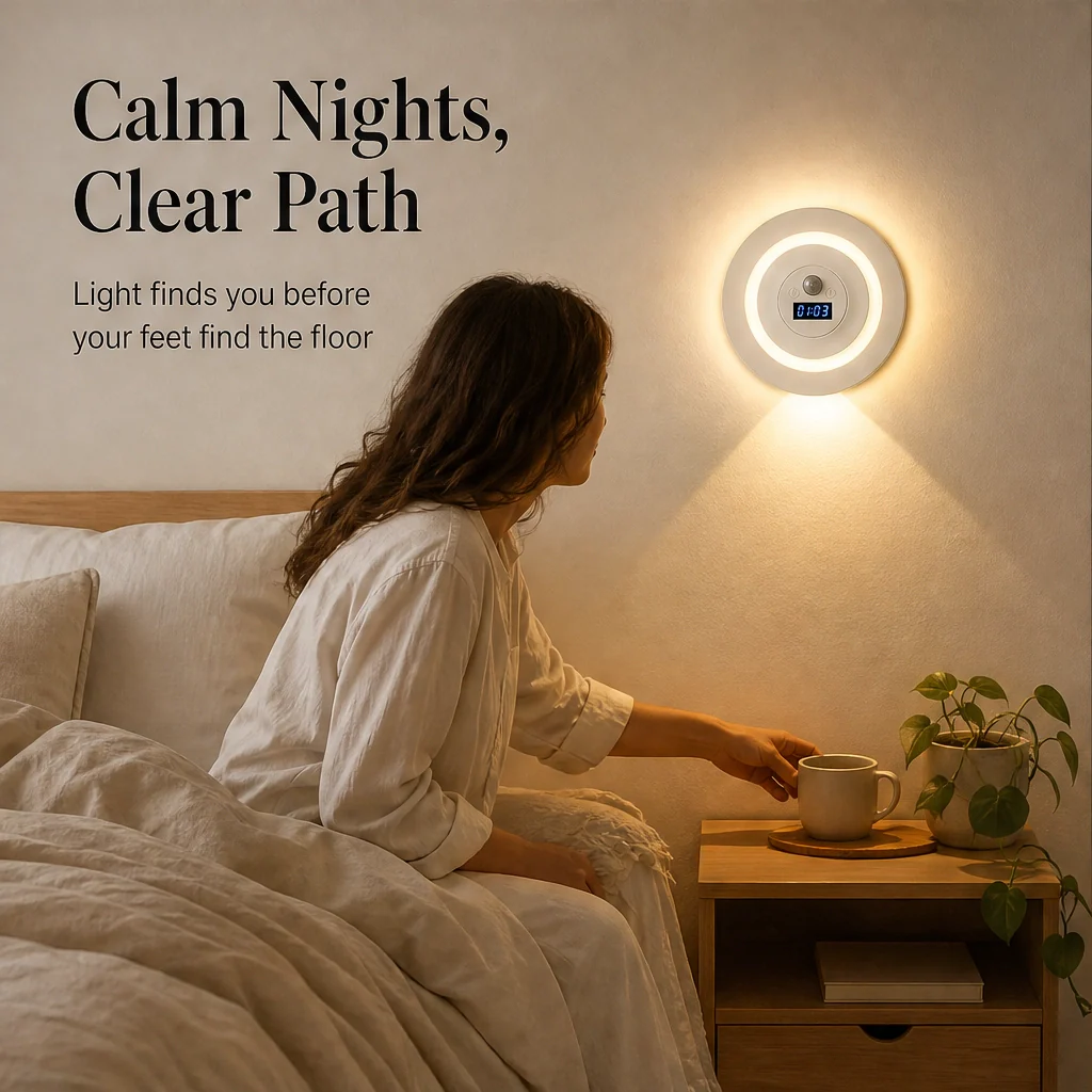 Duskell – Motion Sensor LED Night Light With Digital Clock & 3 Light Modes + 50% OFF