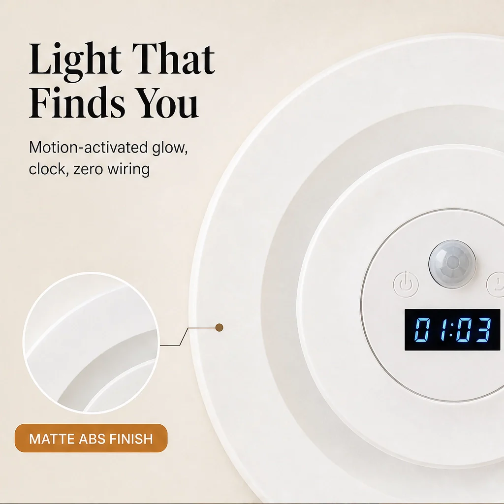 Duskell – Motion Sensor LED Night Light With Digital Clock & 3 Light Modes + 50% OFF - Image 4